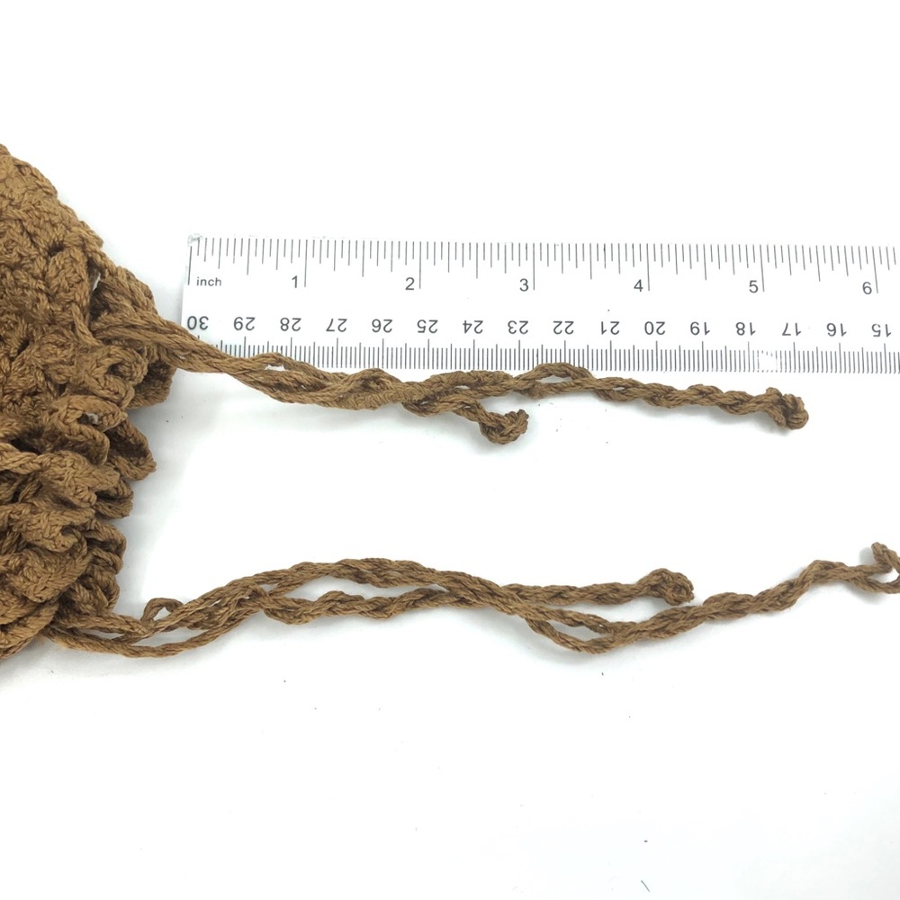 Victorian Brown Crochet Drawstring Reticule Bag - Picture 7 of 12